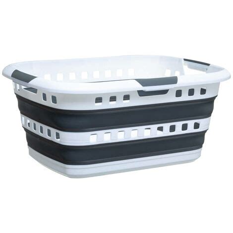 Cesto de la ropa plegable 45l hugger gris y blanco .